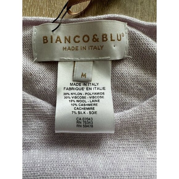 Bianco & Blue Lavender Boatneck Sweater Cashmere Silk Wool Blend Medium - Picture 6 of 6